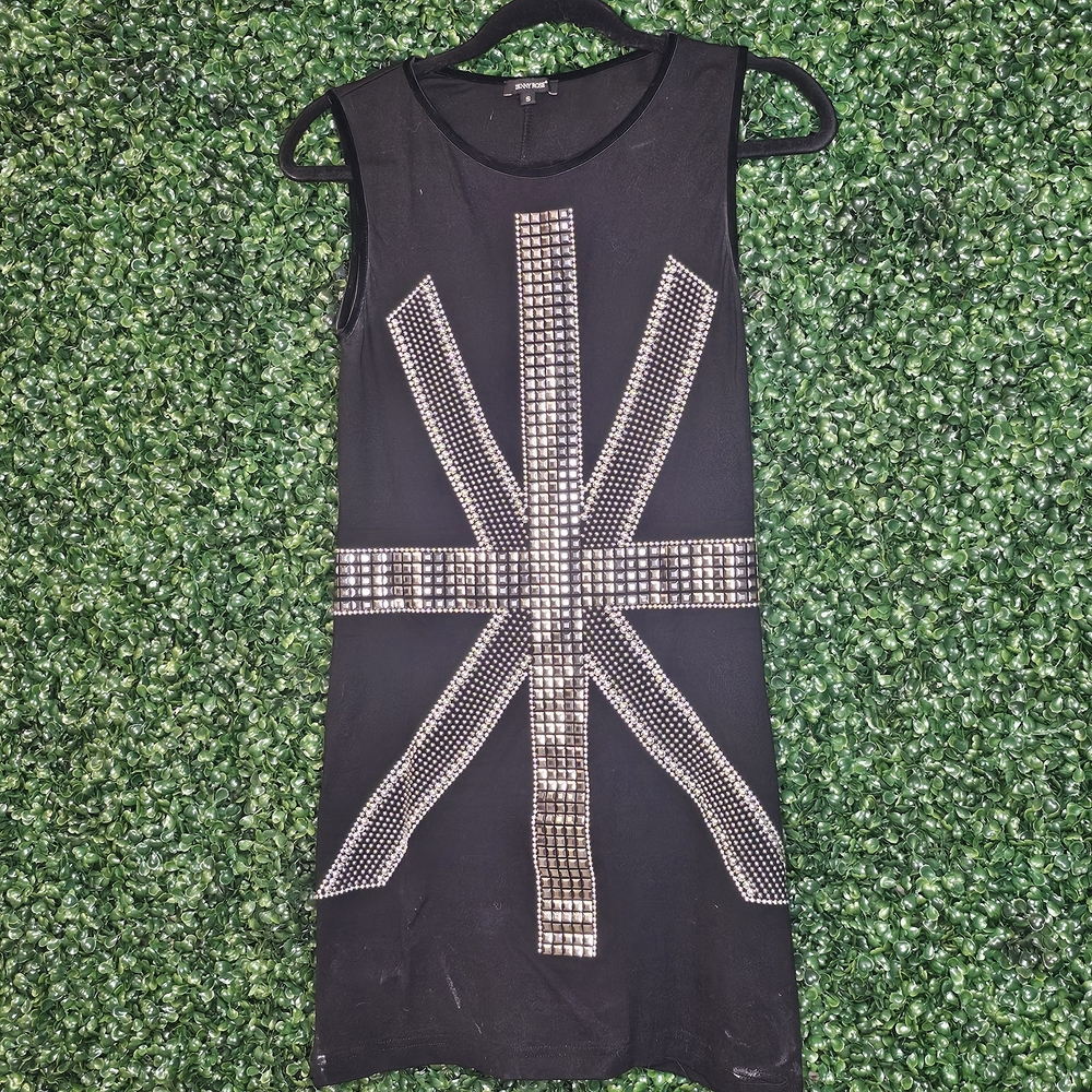 Black Sleeveless Dress with Silver Embellishments